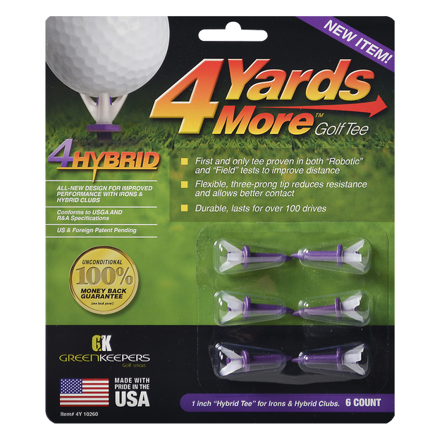 4 Yards More Golf Tees - 1" 4 Hybrid Lengths